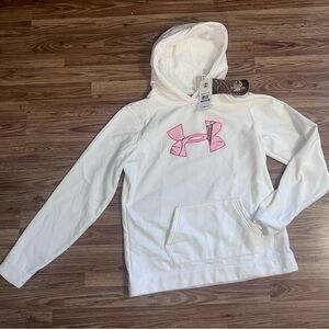 NWT Under Armour White Hoodie with Pink/ camo Emblem size XL